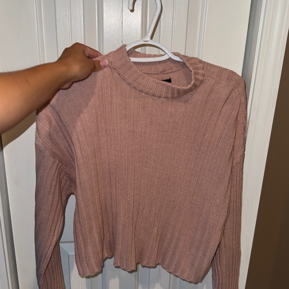 American Eagle Outfitters Ribbed Knit Sweater - Mauve